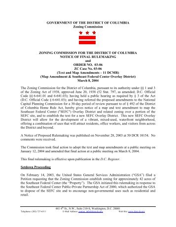 Zoning Commission Order No. 03-06 - Office of Zoning