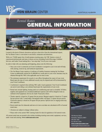 vbc catering guide von braun center von braun center concert hall seating chart