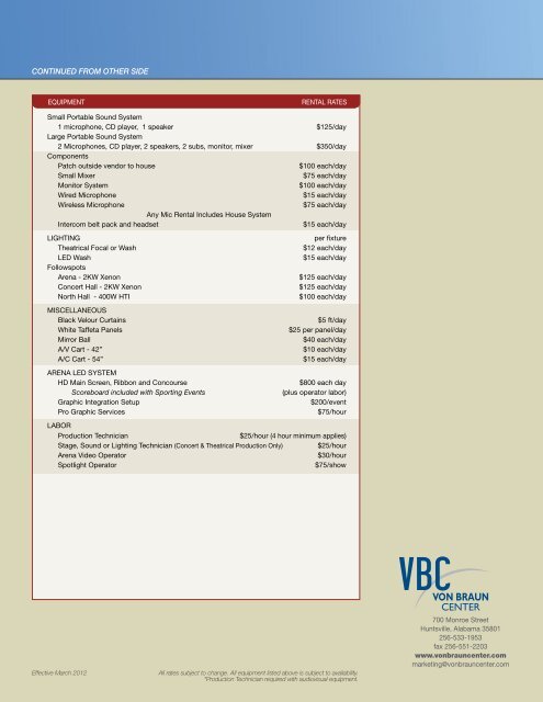 VBC Event Planner Guide - Von Braun Center