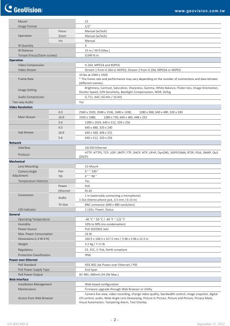 GV-BX520D-E 5MP H.264 Arctic IR Box IP Camera - DWG