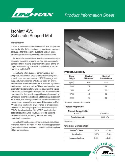 Isomataƒa A A Av5 Substrate Support Mat Product Information