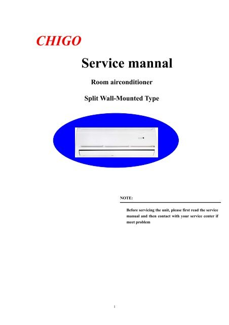 CHIGO Service mannal Room airconditioner Split Wall-Mounted Type