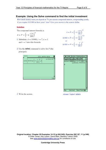 CAMBRIDGE TECHNOLOGY IN MATHS Year 12 Principles of ...