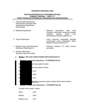 Pembantu Makmal (C17) - Jabatan Pendaftar - Universiti Sains ...