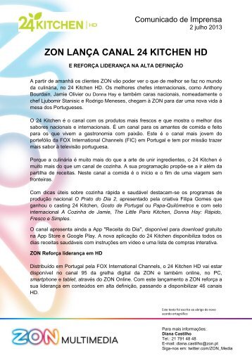 02-07-13 - ZON lanÃ§a canal 24 Kitchen HD