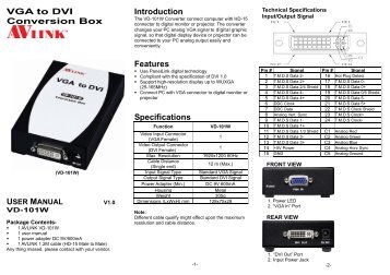 VGA to DVI Conversion Box Introduction ... - Avlinksystem.com