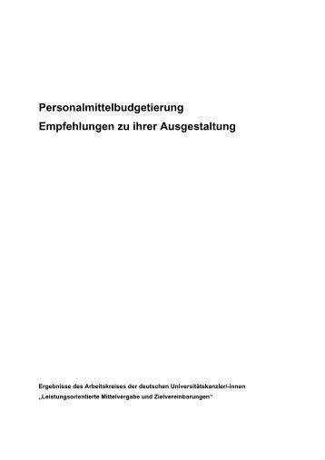 Personalmittelbudgetierung Empfehlungen zu ihrer ... - Uni Kanzler