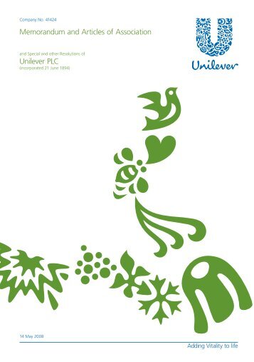 Memorandum and Articles of Association Unilever PLC