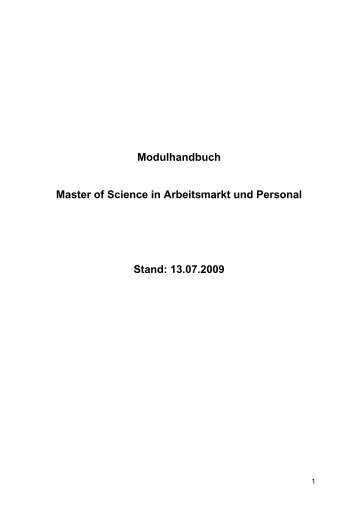 Modulhandbuch Master of Science in Arbeitsmarkt und Personal ...