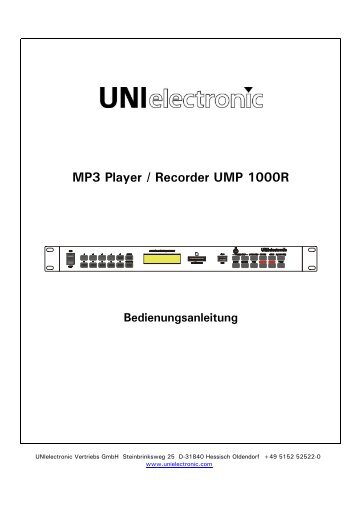 MP3 Player / Recorder UMP 1000R ... - UNIelectronic