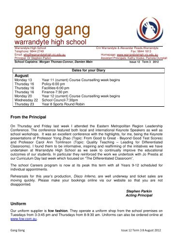 Issue 12 Term 3 2012 - Warrandyte High School