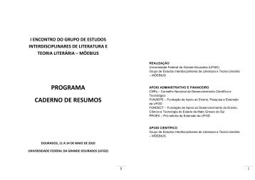 PROGRAMA CADERNO DE RESUMOS - UFGD