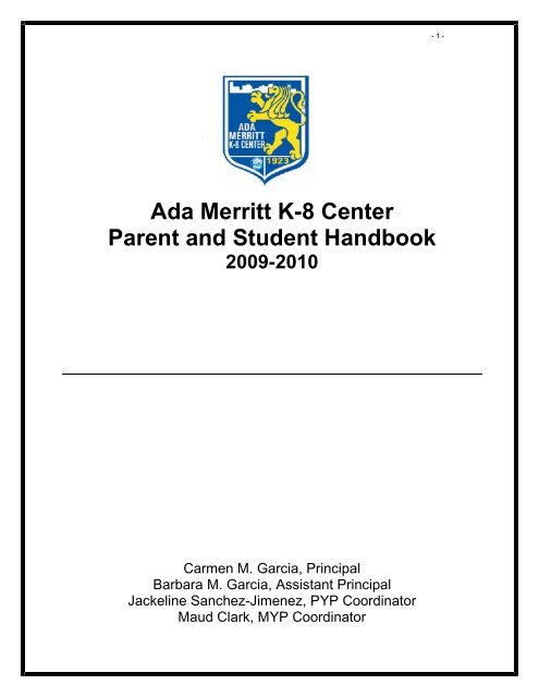 Parent and Student Handbook - Ada Merritt K-8 Center - Miami ...