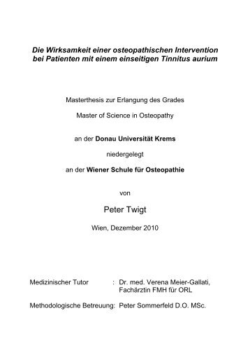 Peter Twigt - Osteopathic Research