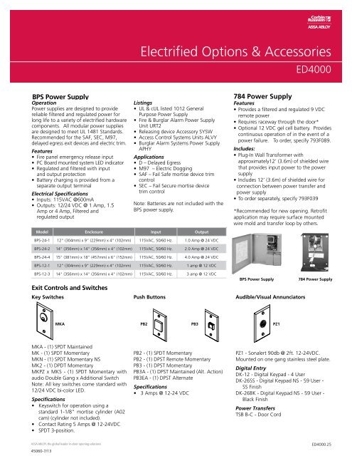 ED4000 Catalog - Corbin Russwin