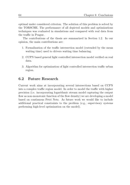 Modeling and Optimization of Traffic Flow in Urban Areas - Czech ...