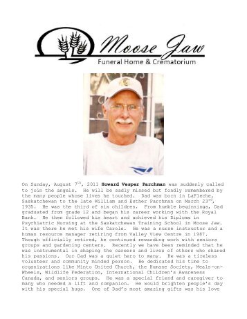 Download this obituary - Moose Jaw Funeral Home