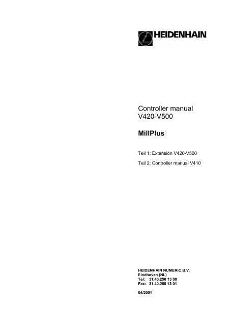 Controller manual V420-V500 MillPlus - Millplus.de