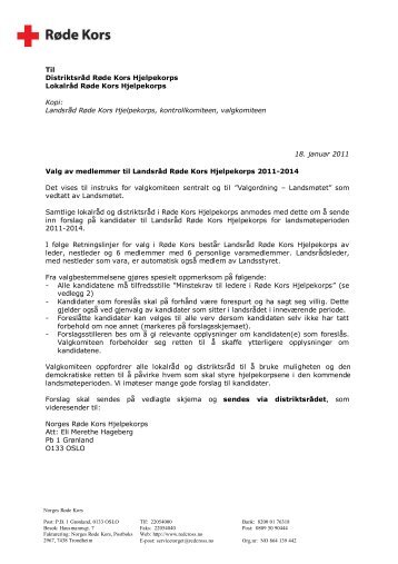 Valgbrev LandsrÃ¥d RÃ¸de Kors Hjelpekorps