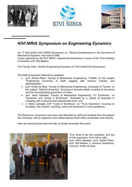 KIVI NIRIA Symposium on Engineering Dynamics