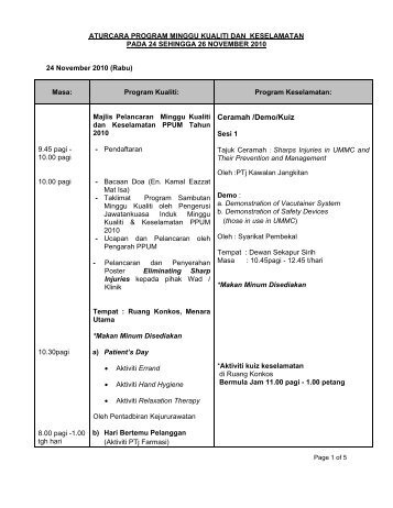 aturcara program minggu kualiti dan keselamatan pada 24