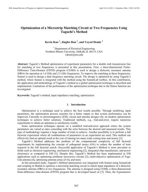 Optimization of a Microstrip Matching Circuit at ... - Sonnet Software