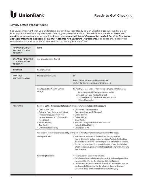 Ready to Go Simply Stated Product Guide - Union Bank
