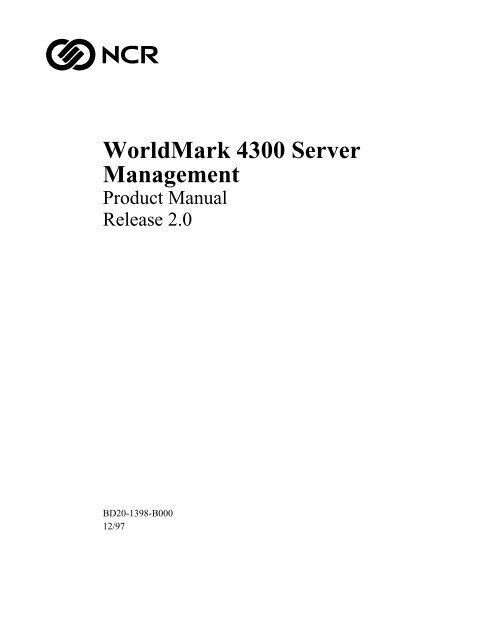 WorldMark 4300 Server Management Product Manual - NCR