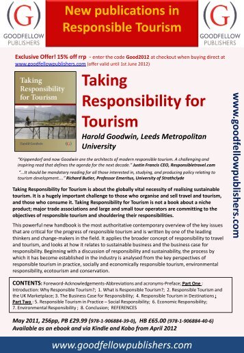 Taking Responsibility for Tourism - Goodfellow Publishers