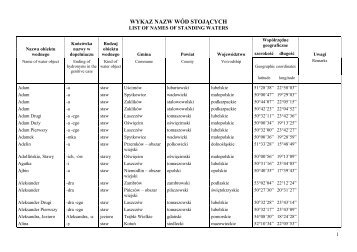 WYKAZ NAZW WÃD STOJÄCYCH - KSNG Nazwy geograficzne