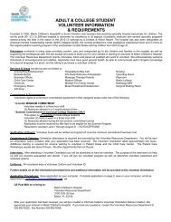 Adult Volunteer Application - Miami Children's Hospital