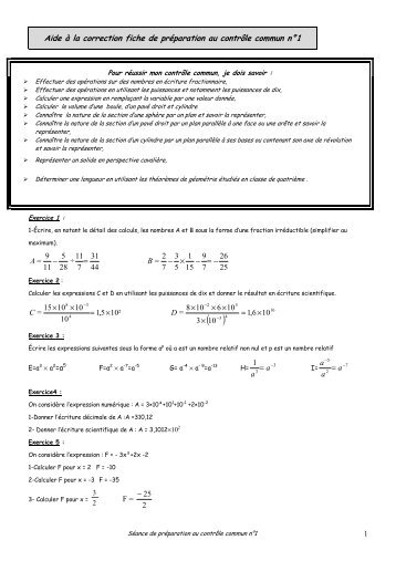 Fiche de révisions n°1 aide correction