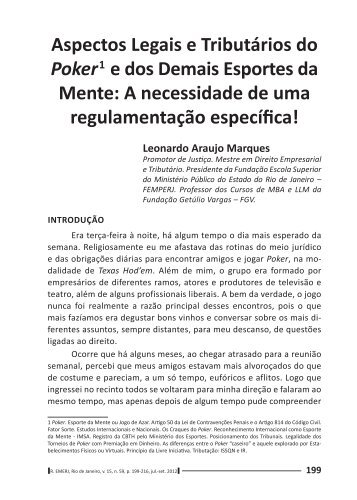 Aspectos Legais e TributÃ¡rios do Poker 1 e dos Demais ... - Emerj