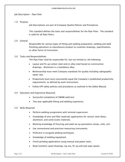 job-description-pipe-fitter-linde-process-plants-inc