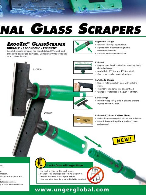 NEw profEssioNal glass scrapErs - Unger