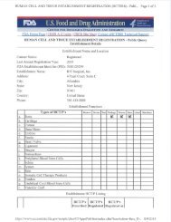 HUMAN CELL AND TISSUE ESTABLISHMENT REGISTRATION - RTI