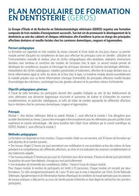 plan modulaire de formation en dentisterie - AFVAC