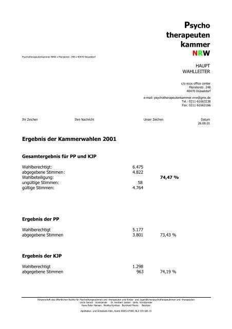 Psycho therapeuten kammer NRW - BDP Landesgruppe NRW