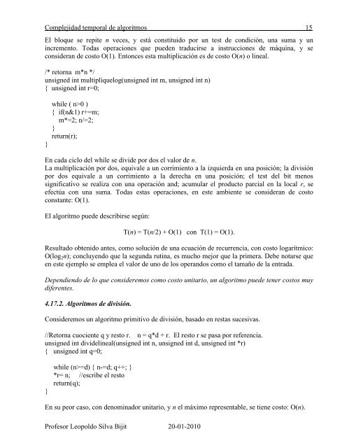 Cap. 4 Complejidad temporal de algoritmos - Inicio