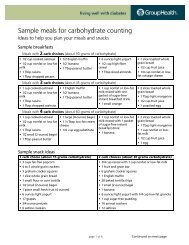 Sample meals for carbohydrate counting - Group Health Cooperative