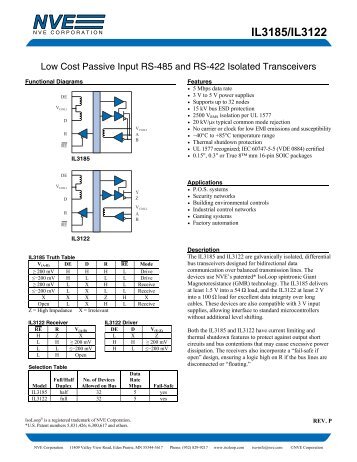 IL3185/IL3122 Low Cost Passive Input RS-485 ... - NVE Corporation