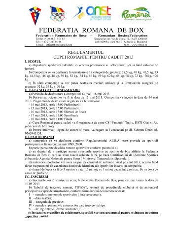 regulament - Federatia Romana de Box