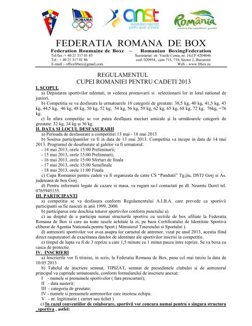 regulament - Federatia Romana de Box