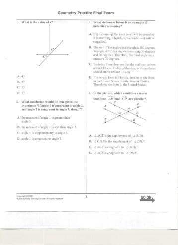 Geometry Practice Final Exam