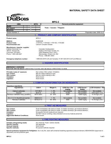 MSDS - DuBois Chemicals Online Store