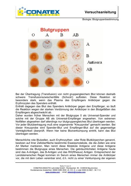 Blutgruppen-Bestimmung im ABO-System ( Versuchskit 109.3140 ...