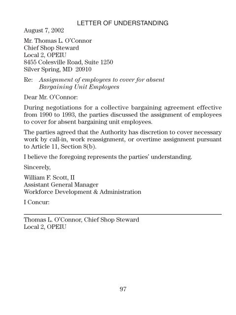 Union Contract Local 2, OPEIU - WMATA.com