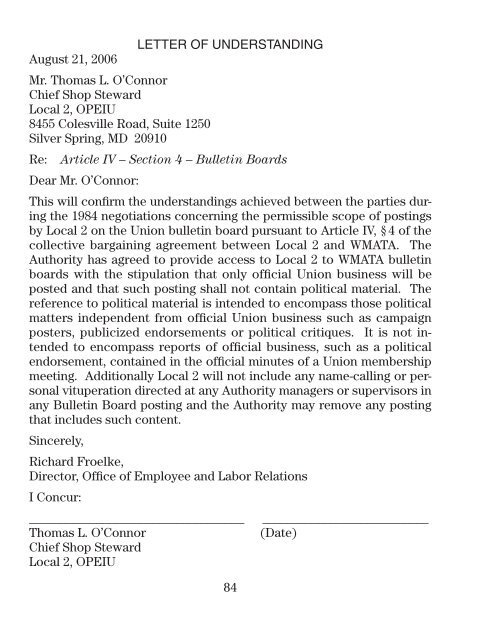 Union Contract Local 2, OPEIU - WMATA.com