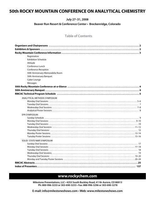 50th Rocky Mountain Conference on Analytical Chemistry Technical