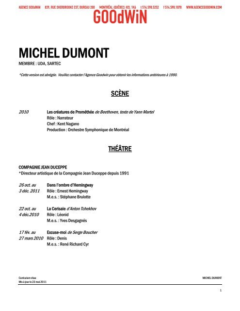 MICHEL DUMONT - Agence Goodwin